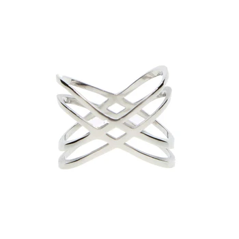Srebro 925 Criss Cross X Prečni Obroči preprosto navaden ženske polno prst nakit 0