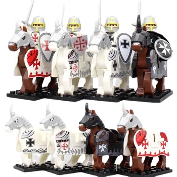 Srednjeveški Vitezi Mini Figuric Gradniki Guard Vojak Z Rimsko Vojni Konj Opeke Igrače Za Otroke Darila