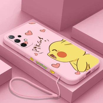 Srčkan Pokemon Pikachu Primeru Telefon Za Samsung A81 A53 A50 A12 A22S A52 A52S A51 A71 A72 A22 A32 A20 A30 A21S 4G 5G z Roko