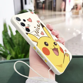 Srčkan Pokemon Pikachu Primeru Telefon Za Samsung A81 A53 A50 A12 A22S A52 A52S A51 A71 A72 A22 A32 A20 A30 A21S 4G 5G z Roko 2