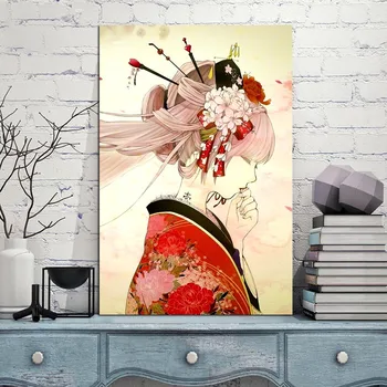 Stene Platno Slikarstvo Plakat Japonski Sodobne Umetnosti Gejša Dekle Modularni Sliko Za Spalnico Postelji V Ozadju Doma Dekoracijo Tiskanja 1