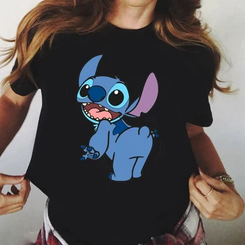Stitch Ženske in Moške Poletne Modne Kratek Rokav T Majice z Srčkan Disney Risanke Kawaii Poletne Majice za Ženske 1