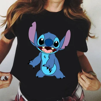 Stitch Ženske in Moške Poletne Modne Kratek Rokav T Majice z Srčkan Disney Risanke Kawaii Poletne Majice za Ženske 2
