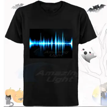 Stranka LED Light Up El Plošča T-shirt Glasbo, Ritem in Zvok Aktivira, Utripa, El Panel majica s kratkimi rokavi
