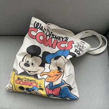 Strip Disney Minnie Mickey, Donald Duck dekle rame torbico, platno, velike zmogljivosti, študent grafiti šolsko torbo