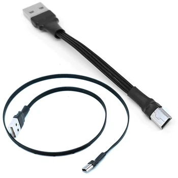 Super Ravno prilagodljiv Mini USB Tip B 5pin Male GOR Dol Levo Desno pod Kotom 90 Stopnjo, do USB 2.0 Moški Podatkovni Kabel 0,1 m 0,2 m 0,3 m 0,5 m