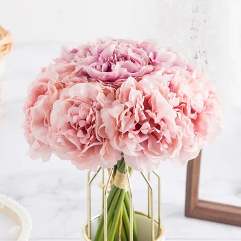 Svila Hortenzij Umetno Cvetje Vaze za Dekoracijo Pink Bouquet Diy Obrti Božični Okraski za Dom Poroko Dekor