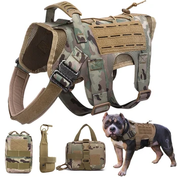 Taktično Pes Pas Pet Usposabljanje Telovnik Z Vrečke Vojaški Pes Pas Vrvici Nabor Storitev Pes Telovnik Varnost Vodi Hoja 0