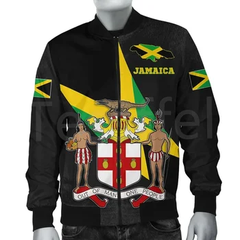 Tessffel Reggae Umetnosti Občine Zastavo Afriki Jamajka Kralj Lev Emblem 3DPrint Moški/Ženske, Šport Priložnostne Windbreaker Bomber Jakno A4 0