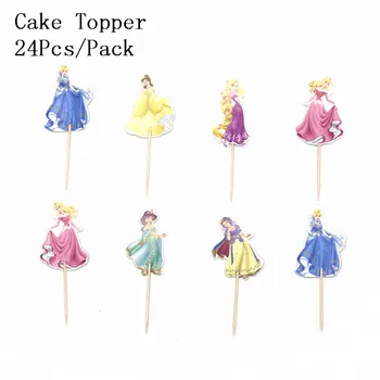 Tooper 24Pcs/set Princesa Belle Cupcake Toppers Stranka Potrebščine Otroci Rojstni dan, Poroko Baby Tuš Cake Okraski Supp