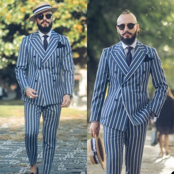 Trak Mens Obleko Dvojno Zapenjanje Prilagojene Dveh Kosov Suknjič Hlače Oblikovalec Formalne Priložnosti Kostum Izdelan