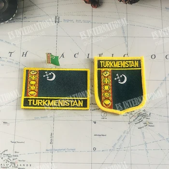 TURKMENISTAN Nacionalno Zastavo Vezenje Obliži Značko Ščit In Kvadratne Oblike Pin En Komplet Na Krpo Zapestnica Nahrbtnik Dekoracijo