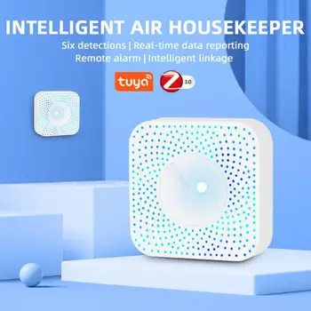 Tuya Zigbee Smart Air Gospodinja PM2.5, Formaldehid, VOC,CO2, Temperatura, Vlažnost, 6 V 1 Smart Air Box Senzor Alarm Detektor 1