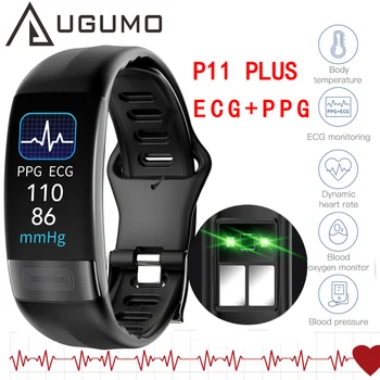 UGUMO P11 Plus EKG PPG Smart Band Watch Telesne Temperature, Srčni utrip, Krvni Tlak Kisika Zapestnica IP67 Nepremočljiva Šport Fitnes
