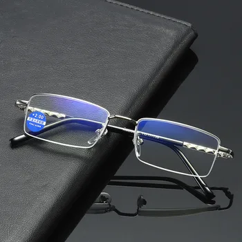 Ultralahkimi, Kovinski Pol Okvir Anti-modra Svetloba Branje Srebro Očala Moški Ženske Presbyopia Očala Clear Leče za Oči Očala +1.0~4.0