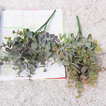 Umetne Rastline Eucalyptus Listi iz Plastičnih Zelene Rastline Umetno Ponaredek Cvet Doma Soba Dekoracijo DIY Poroka Poročni Šopek