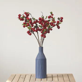 Umetni Češnjevo Vejo Ponaredek Cvet Plastično Sadje Berry, Za Dekoracijo Doma DIY Poročni Vrt Foto Rekviziti 2