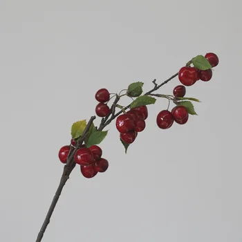Umetni Češnjevo Vejo Ponaredek Cvet Plastično Sadje Berry, Za Dekoracijo Doma DIY Poročni Vrt Foto Rekviziti 3