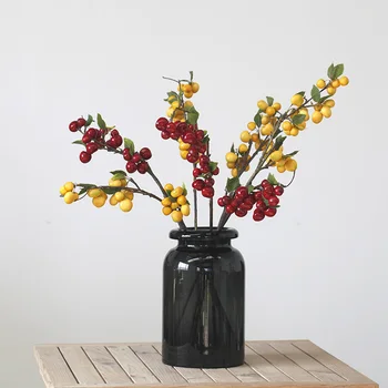 Umetni Češnjevo Vejo Ponaredek Cvet Plastično Sadje Berry, Za Dekoracijo Doma DIY Poročni Vrt Foto Rekviziti 5