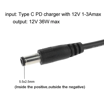 Univerzalni USB-C Tip-C PD za 12V 5.5x2.5 mm Pretvornik Kabel usb za Ventilator Usmerjevalnik Modem Prenosni Računalnik Lučka LED Zvočnik T3EB