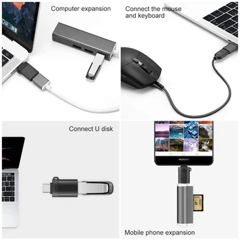 USB C OTG Tip C do USB 3.0 Adapter Pretvornik USB, C Moški USB 3.0 Ženski Adapter za Macbook Pro Air Xiaomi Samsung S9 4