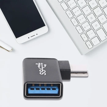 USB C, USB 3.0, Aluminijasti Adapter USB 3.0 Ženski za 90 Stopinj 3.1 Tip C Moški Pretvornik za Pametni telefon Flash Diski 1