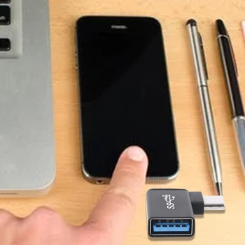 USB C, USB 3.0, Aluminijasti Adapter USB 3.0 Ženski za 90 Stopinj 3.1 Tip C Moški Pretvornik za Pametni telefon Flash Diski 4