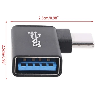 USB C, USB 3.0, Aluminijasti Adapter USB 3.0 Ženski za 90 Stopinj 3.1 Tip C Moški Pretvornik za Pametni telefon Flash Diski 5