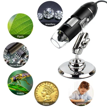 USB Digitalni Mikroskop, Ročni 1000X-1600X 8 LED Povečava Endoskop Mini Video Kamero za Windows 7/8/10 Mac, Linux, Android 3