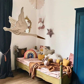 Ustvarjalne steni visi Swan Pliš Plišaste Lutka tkanine družina spalnica Vrtec soba dekor viseči okraski otroka pomirja blazino 4