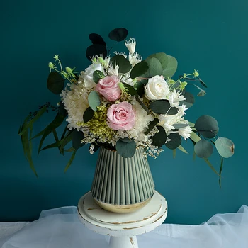 Velike Posušene Rose Cvetje Šopek za Dekoracijo Visoke Kakovosti Konzervirane Eucalyptus Hydrangea Cvetje, Poročni DIY Domu Dekorativni