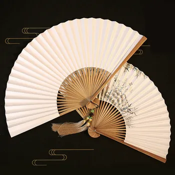 Ventilador Strani Slikarstvo Xuan Papir Navijači 26.5 cm Prenosni Gospodje Bambusa Fan Poletje Abanicos Par Boda Hanfu Bambou Drama Fan