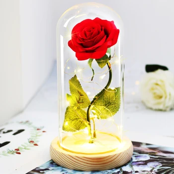 Večno Rose, večna luč, lepa rose in rožnata zver na Kristalno Dome za materinski Valentinovo ali Božično darilo