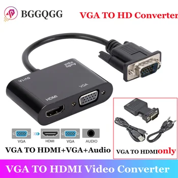 VGA HDMI je Združljiv Adapter VGA Splitter z 3.5 mm Audio Converter Podporo Dvojni Zaslon za osebni RAČUNALNIK Projektor HDTV Multi-port, VGA