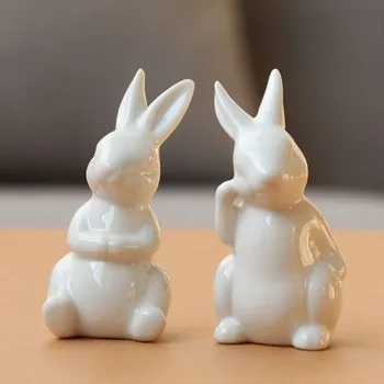 Vila Vrt Keramični Pure White Rabbit Figurice Iz Porcelana Dom Dekoracija Poroka Dekor Dekle Darilo Kip Ročno Poljski Bonsaj 2