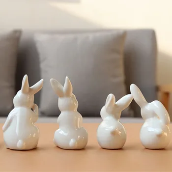 Vila Vrt Keramični Pure White Rabbit Figurice Iz Porcelana Dom Dekoracija Poroka Dekor Dekle Darilo Kip Ročno Poljski Bonsaj 3