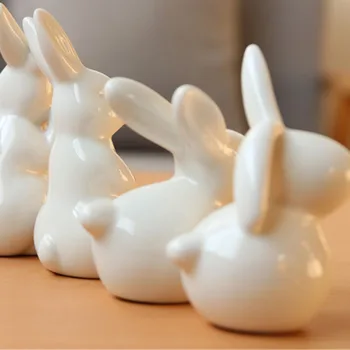 Vila Vrt Keramični Pure White Rabbit Figurice Iz Porcelana Dom Dekoracija Poroka Dekor Dekle Darilo Kip Ročno Poljski Bonsaj 4