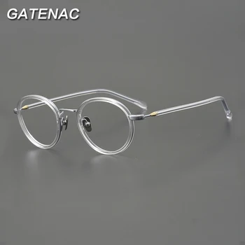 Vintage Acetat Očal Okvir Moških Retro Krog Recept Optična Očala Za Kratkovidnost Okvir Ženske Koreja Nove Luksuzne Blagovne Znamke Očala