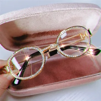 Vintage Majhne Okrogle Diamond sončna Očala Ženske blagovne Znamke, Modni Oblikovalec Steampunk Pisane Nosorogovo Odtenki UV400 Oculos