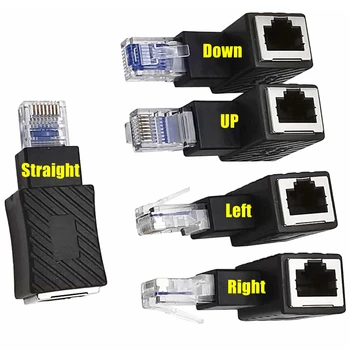 Visoko kakovost za 90 stopinj navzgor, navzdol, levo, desno, RJ45 Cat 5e 6e Cat7 moškimi in Lan Ethernet omrežja podaljšek adapter