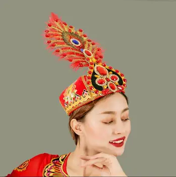 Visoko-Kakovostni Razred Big Pero Ples Klobuk Xinjiang Ples Dame Klobuk