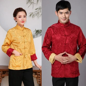 Vrhnja plast Dve Dvostranski Tradicionalni Kitajski Obleko Tang Obleko z Dolgimi Rokavi Hanfu Vrh Kung Fu Plašč Suknjič Enotno za Moške tai chi