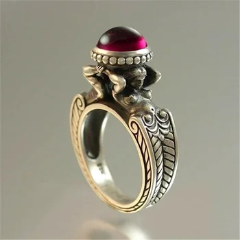 Vroče prodaja novih morska deklica ruby obroč, Evropske in Ameriške Ustvarjalne ženske retro Tajski srebrni prstan