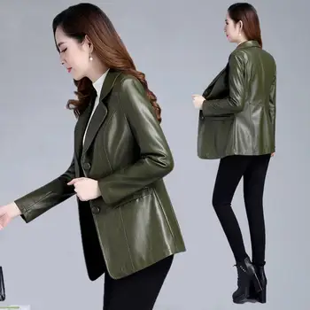 Vzročno Ženske Usnjene Jakne Ženski Usnjeni Plašč PU Suknjič 2022 Nov Modni Dolgo Divje Ženske Oblačila korejski Moda Slim Coats 2