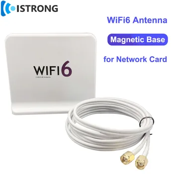 WiFi6 Omni Antena 2.4 G 5.8 G Dual Band Ojačevalnik 8dBi Mobilni WiFi Signala Booster Magnetni Osnove za Omrežno Kartico, Usmerjevalnik Modem