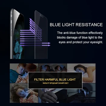 WZH Anti Blue Ray Svetlobe 9H Kaljeno Steklo za iPhone 6 6S 7 8 Plus X XS MAX XR 10 5 5S 5C SE Zaslon Patron Oči Nego 2.5 D 3