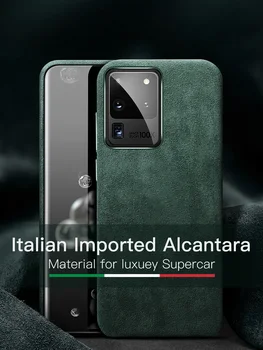 YMW italijanski Alcantara Ohišje za Samsung Galaxy S20 Ultra S20+ Plus S10 5G Luksuzni Poslovni Antilop, Umetno Usnje, Telefon Primerih 0