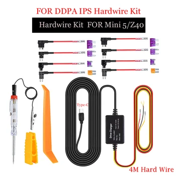za DDPAI 12/24V Tip-C USB Avto Polnilec 4M Trde Žice, Hardwire Komplet za DDPAI Mini 5/ Z40 / Z50 / Mola N3 Pro Dash Cam 1