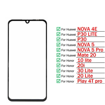 Za Huawei Nova 4E 5 Pro P30 Mate20 Zaslon na Dotik Sprednje Steklo Čast 10 20 30 lite 20i Plošča na Dotik LCD zaslon, Zunanji Zaslon Objektiv
