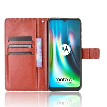 Za Motorola Moto G9 Igrajo Primeru klasičnih Flip Luksuzni Denarnice PU Usnje, Telefon Vrečke Za Motorola Moto G9 Igra G 9 G9Play Primeru Zajema 3